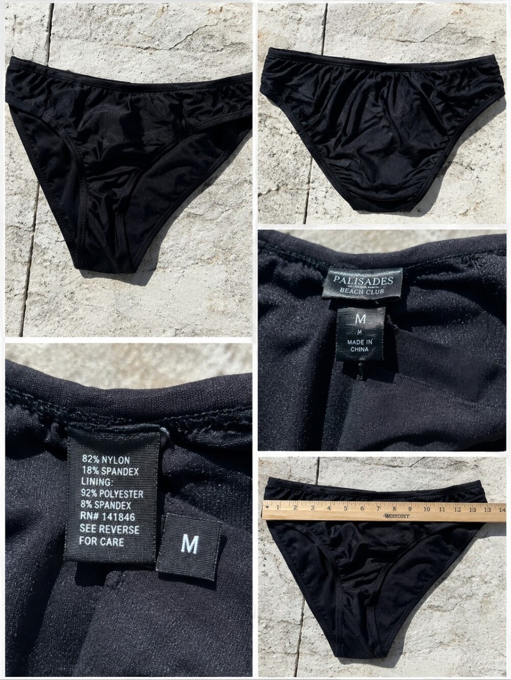 Palisades Beach Club Black Bikini Bottoms Size Medium NWT